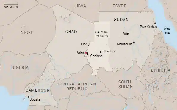 In Sudan milioni di persone rischiano di morire di fame, ma non fa notizia 2 Sudan mappa valico André con il Chad
