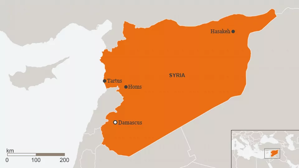 Cartina mappa della Siria porto di Tartus
