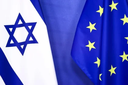 bandiere di israele e unione europea fuse insieme