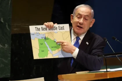 Netanyahu alle Nazioni Unite mostra una mappa del nuovo Medio Oriente dove si vede il "grande Israele"