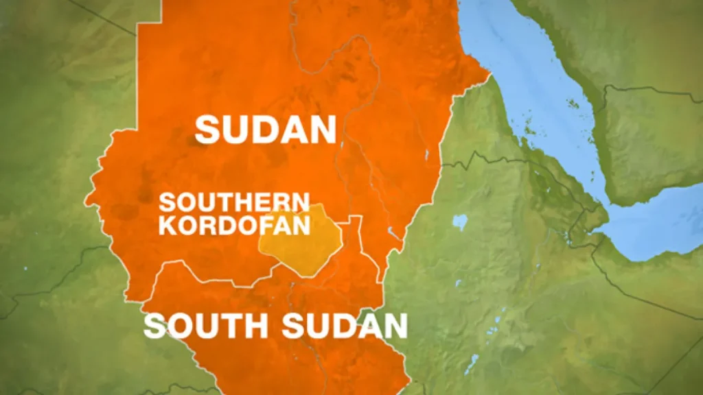 Mappa del Sudan regione del Kordofan