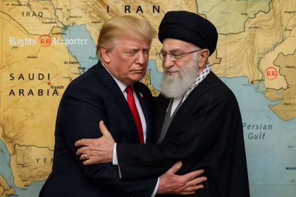 Trump khamenei si abbracciano con sullo sfondo il golfo persico