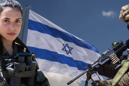 Bandiera Israele con soldati israeliani