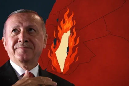 Erdogan con alle spalle Israele che brucia