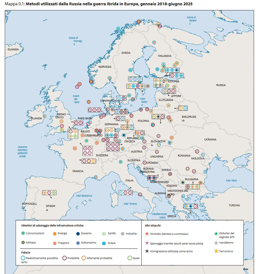 IISS: rapporto sui sabotaggi russi alle infrastrutture critiche europee 2 mappa sabotaggi russi
