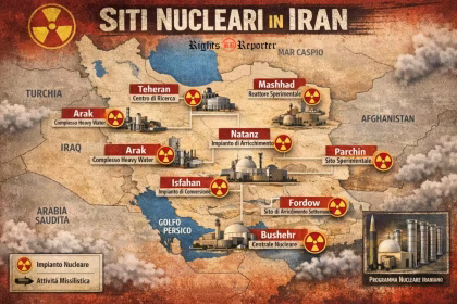 mappa dei siti nucleari in Iran