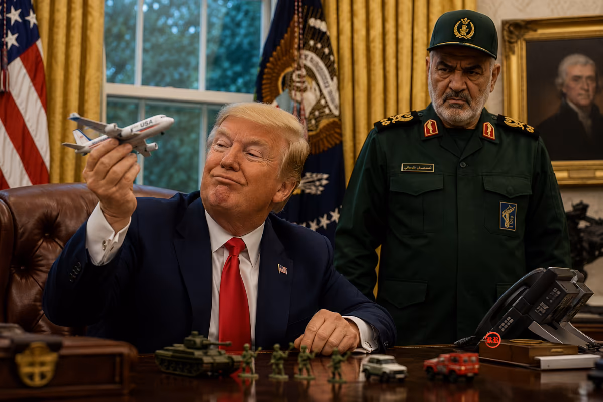 trump si gingilla con un aeroplanino nello studio ovale mentre cresce la minaccia iraniana