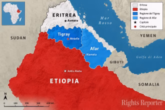 mappa eritrea etiopia più tigray