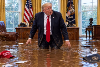 trump con i liquami fino al ginocchio nello studio ovale