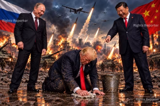 putin e xi ridono di trump che fa la loro serva e pulisce in terra